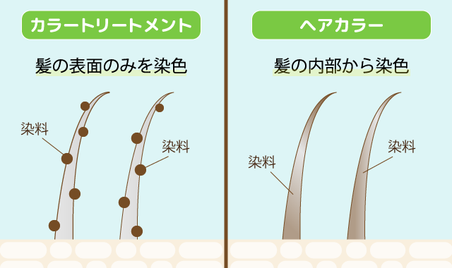 カラートリートメントとヘアカラー剤の違い